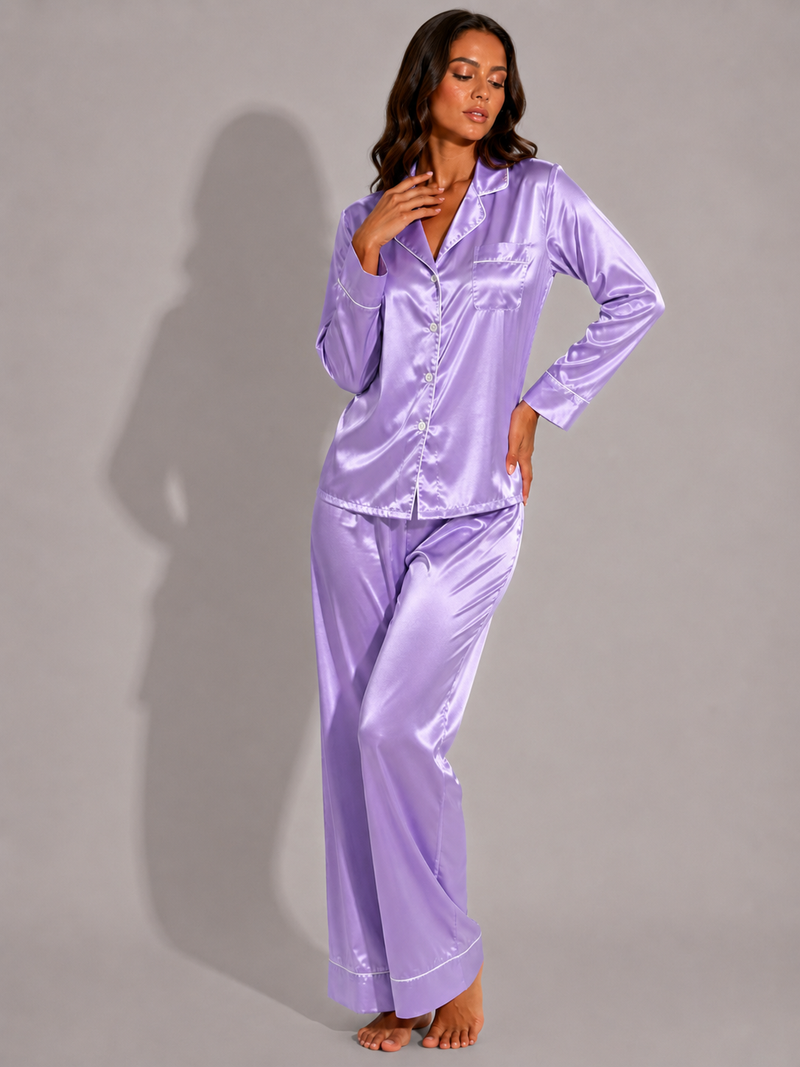 Séraphine Satin Sleep Set — Long Sleeve & Pants