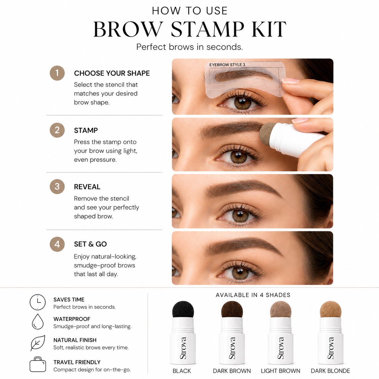 Strova Brow Stamp Kit — Perfect Brows in 10 Seconds