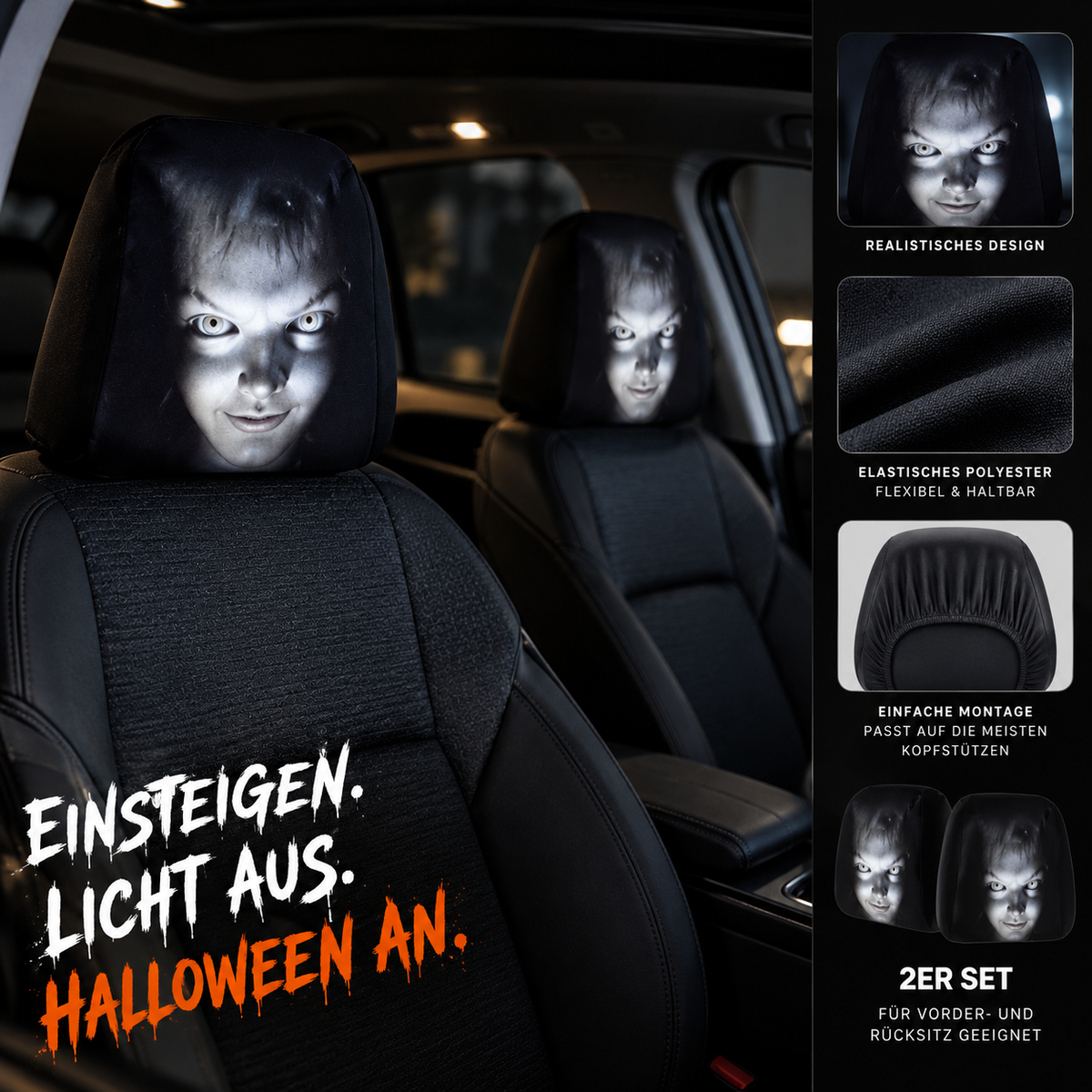 Horror-Kopfstützenbezüge – 2er Set